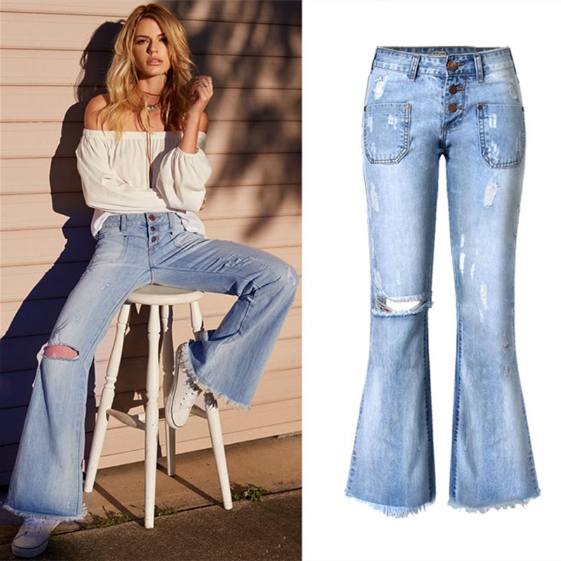         ĳ־ ̵   Femme 100% Cotton Comfortable Ripped Jeans